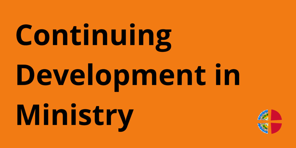 Continuing Development in Ministry title on an orange background.